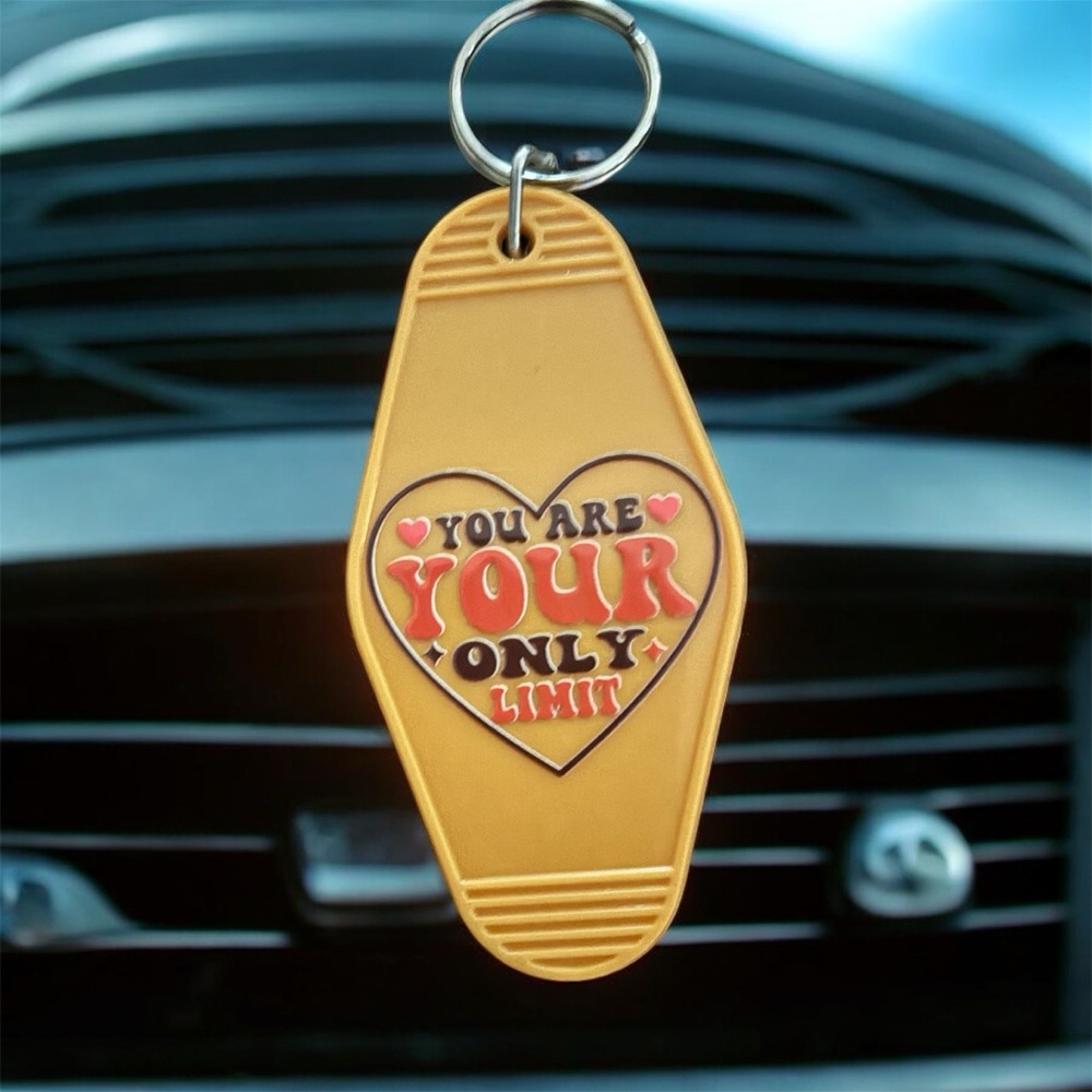 Yellow Keychain with Motivational Quote